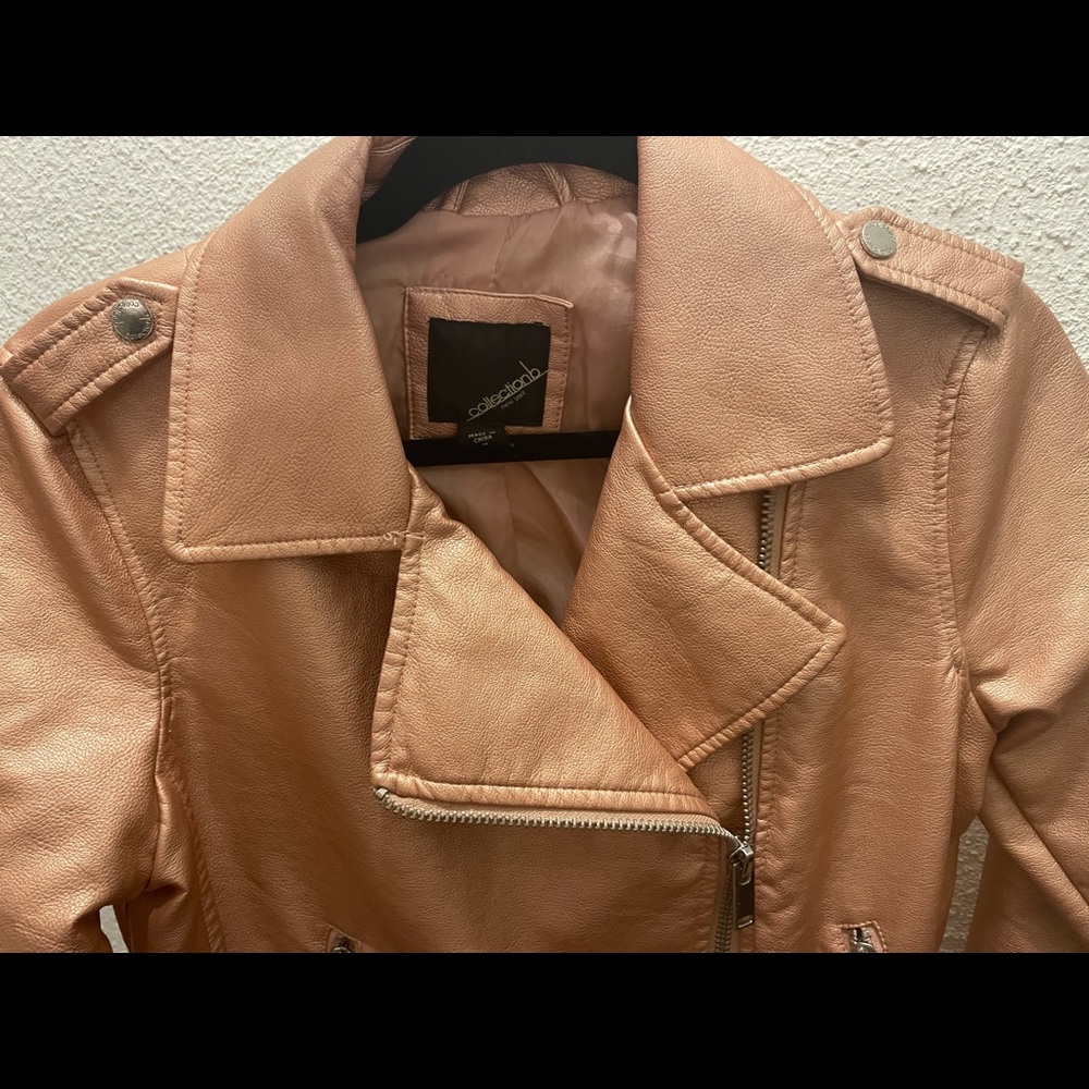 NWOT Collection B New York Rose Gold Faux Leather Jacket M - Picture 7 of 7